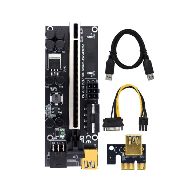 PCI-E  Board 1X to 16X GPU Extender  Card USB 3.0 GPU Adapter 6pin