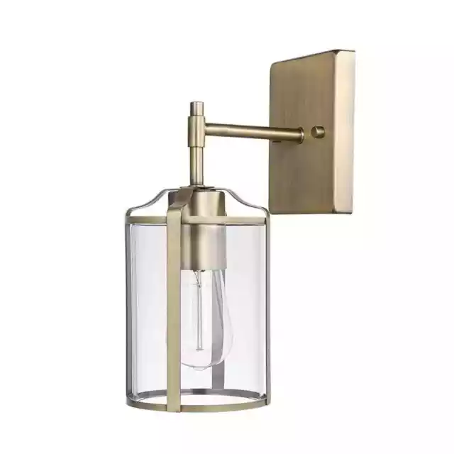 Globe Electric Gretel 1-Light Antique Brass Wall Sconce with Clear Glass Shade