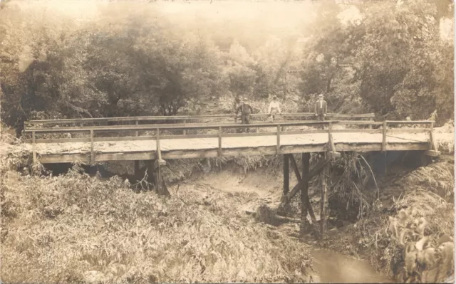 LOUISVILLE, NE, BRIDGE antique real photo postcard rppc NEBRASKA c1910 creek