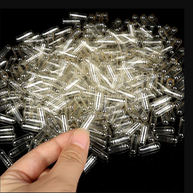 1000Pcs Transparent Empty Gelatin Capsules Pill Vcaps Clear Halal Separated BIJ