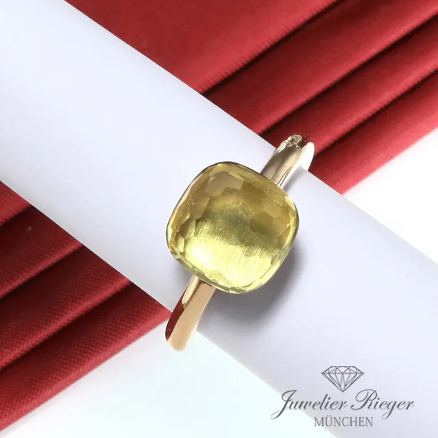 Pomellato Ring Nudo Classic Rosegold Weissgold 750 Zitronenquarz Gr 53 Gold Dame