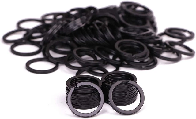 Shapenty 100PCS Black Metal Key Rings Bulk Flat Split Key Chain Part Connector K