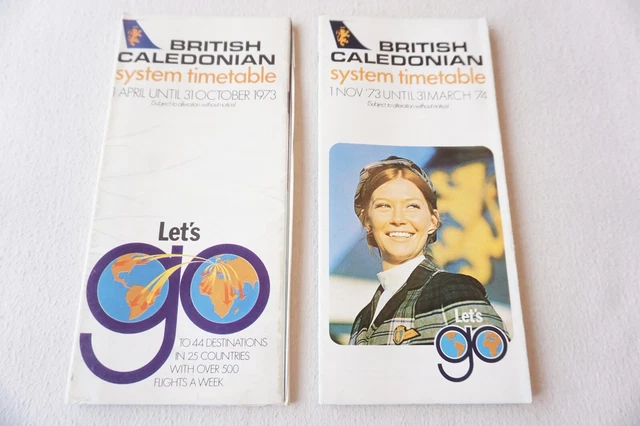 1973 British Caledonian Airline Aviation Timetable Schedule Horaire x2