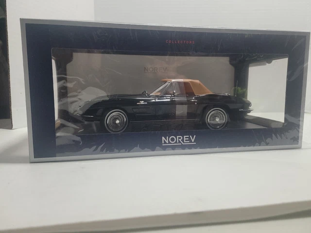 1963 Chevrolet Corvette Stingray Cabriolet Black 1/18 Diecast Model Car by Norev