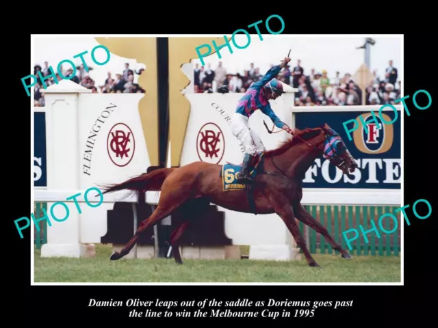 OLD 8x6 HISTORIC PHOTO OF DORIEMUS WINNING 1995 MELBOURNE CUP HORSE RACING