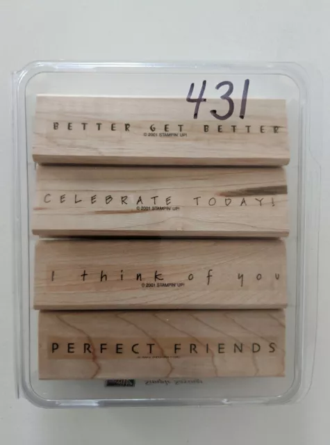 Stampin Up Simple Sayings Wood Mounted Rubber Stamps Set Of 4 Stamps 2001