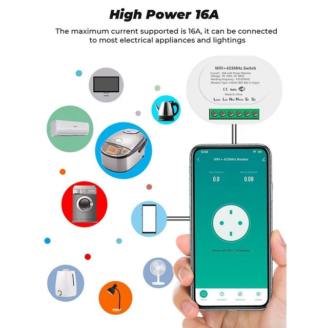 Interrupteur contrôlé WiFi noir/blanc compact et élégant pour maisons intell