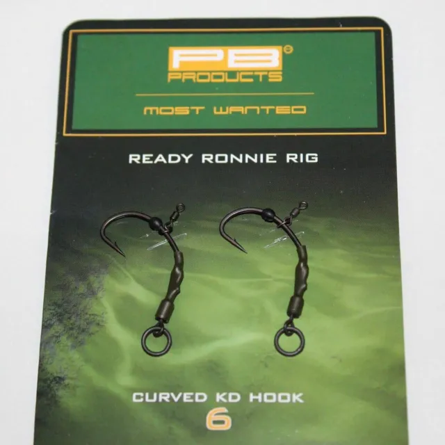 PB Products Fishing Ready Tied Ronnie Rig/Chod Rig Short Carp Hook Swivel 2 rigs