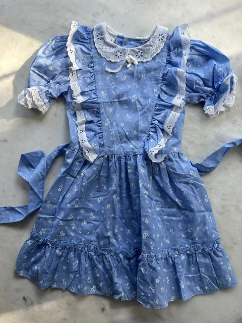 SEARS Press Party Dress Girls Size 6 Winnie the Pooh Perma Floral Ruffle VINTAGE