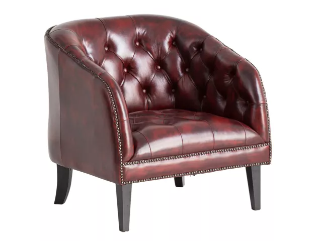 Sessel Chesterfield Oakland Echtleder Rot Clubsessel Ledersessel Armlehnsessel