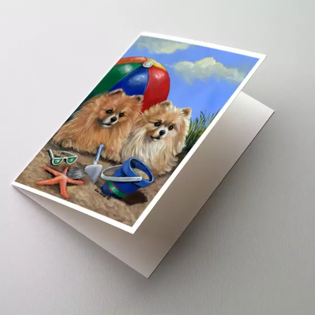 Pomeranian Beach Greeting Cards and Envelopes Pack of 8 PPP3145GCA7P