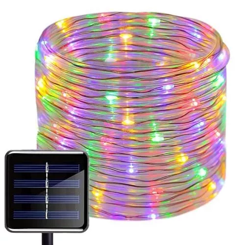 ZVO Tube de Lumière Solaire Extérieure 12M 100 LED Pipe Guirlande Lumineuse S...