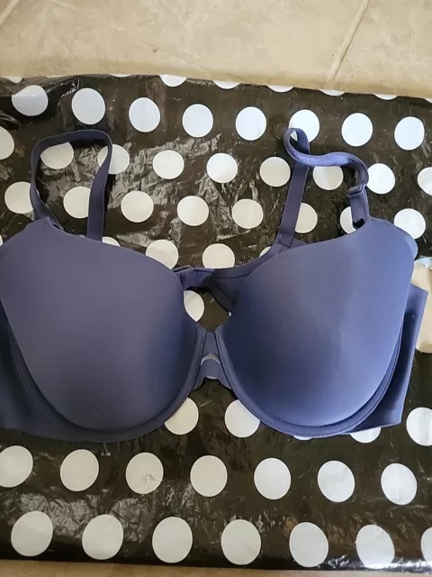 Warners 01356 No Side Effects Underarm Smoothing Comfort Bra 36C Blue New