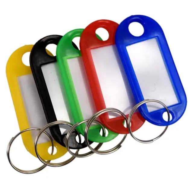 Key Tags Plastic ID KeyTags Name Label Key Ring Fob Tag Assorted Colours