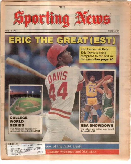 The Sporting News Newspaper June 15, 1987 Eric the Great(est) Reds' Davis G
