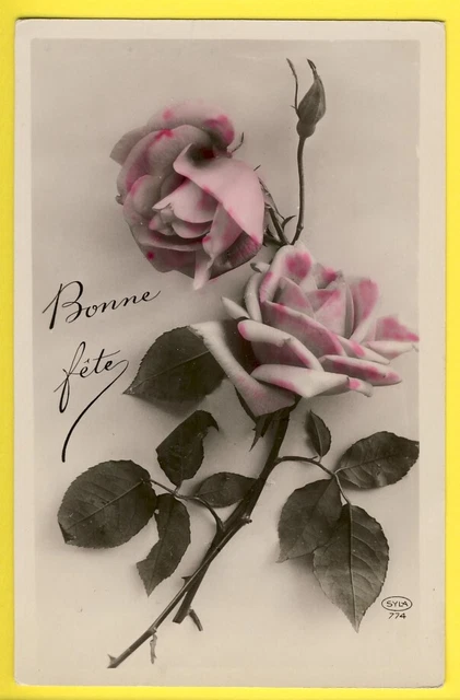 cpa GOOD PARTY SUPERB ROSES by Louis & Marie to Alice MECHIN by VIRY CHATILLON