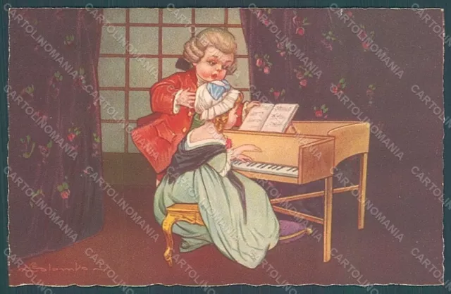 Artist Signed Colombo E. Children Venetian Piano serie 2036 postcard HR2704