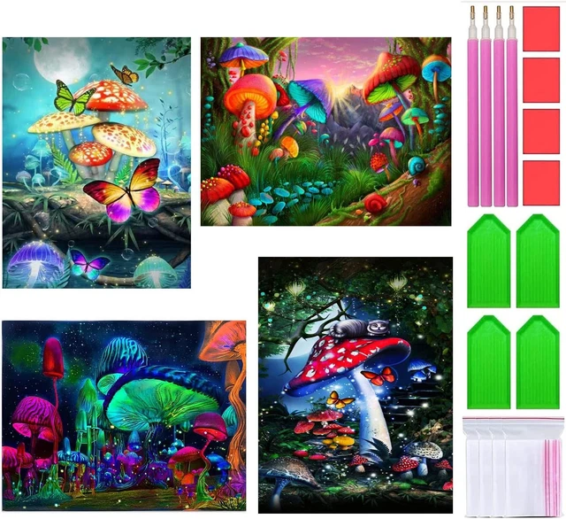 Paquete de 4 kits de pintura de diamantes 5D para adultos principiantes con todas las herramientas, nuevo hágalo usted mismo completo