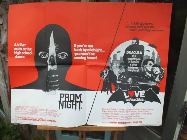 PROM NIGHT & LOVE AT FIRST BITE 1980 Original Cinema UK Double Bill Quad POSTER