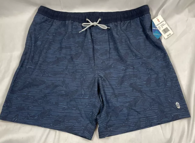 NWT NEW Free Country Men's Board Shorts NAVY BLUE WHALE  Swim Trunks Size XXL