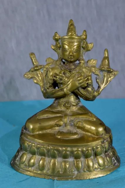 Alte Bronze / Messing Figur  - Gottheit - Asiatika