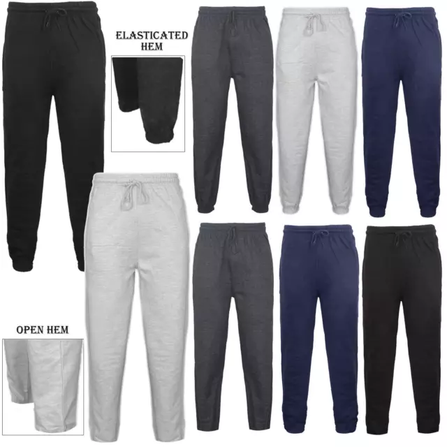 Mens Fleece Jogging Bottoms Elasticated Joggers Cuffed Track Gym Pants Trousers