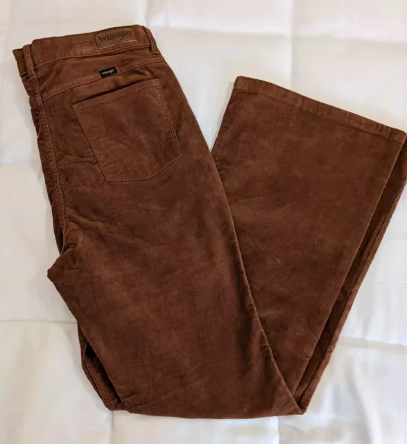 Wrangler Corduroy Jeans Womens Size 12 Brown 31x32 High Rise Fierce Flare NEW
