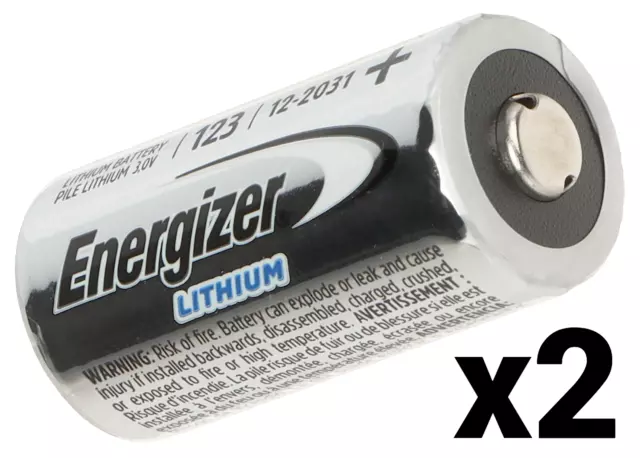 2 Two Energizer Lithium Cr123A Cr123 123A Dl123 Cr17345 3V Battery New Exp 2033