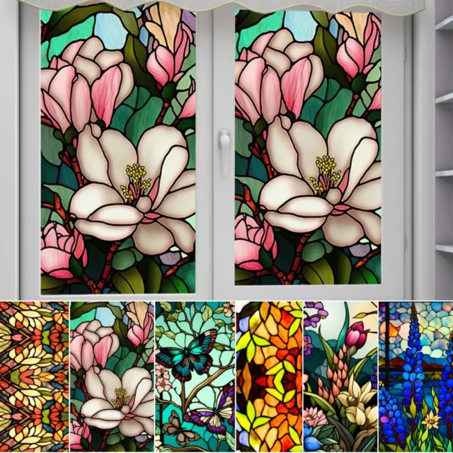 3D Stained Glass Window Film Privacy Frosted Glass Film Static Cling Sticker UK