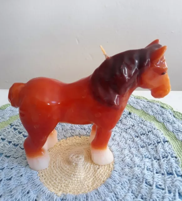 Vintage Clydesdale Horse Candle Hard Wax  5.5 x 6.5"  Never Burned  RARE