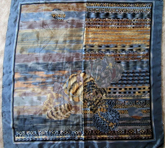 Foulard Vintage Gabriella Vicenza - Polyester, 83x86 Cm, Bleu - Occasion TBEG