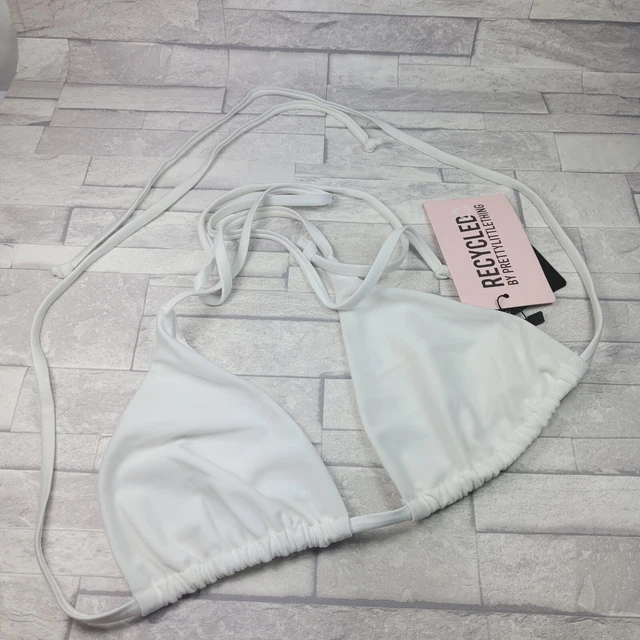 Ladies PRETTYLITTLETHING  Micro Mini Bikini Top White Size 10 UK BNWT