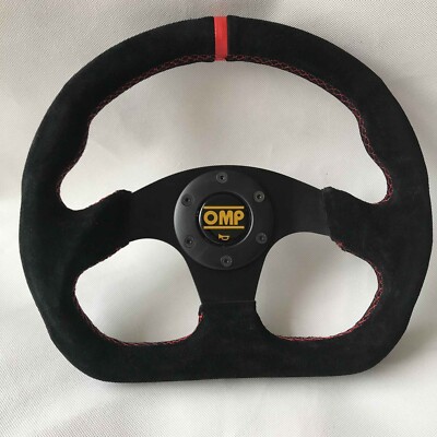320mm STRISCIA ROSSA Neri in Pelle Scamosciata Piatto D Forma CORSA VOLANTE adatto OMP MOMO MOZZO 