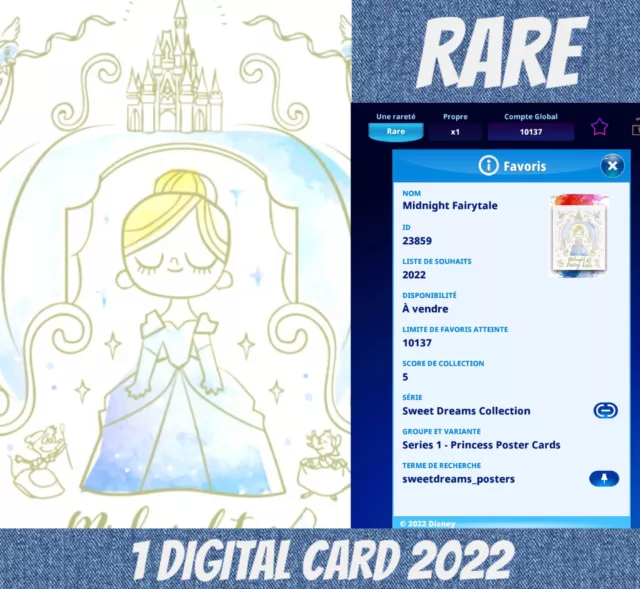 Topps Disney Collect Rare Midnight Fairytale Sweet Dreams Princess 2022 Digital