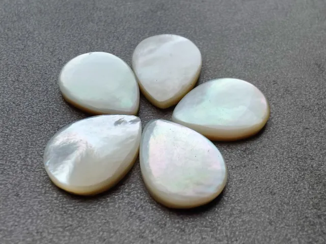 10 Pcs Natural (MOP) Mother Of Pearl 12x16mm Pear Cabochon Loose Gemstone