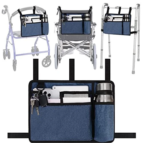 supregear Sac de Marche avec Porte Gobelet, Pochette pour Fauteuil Roulant Résis