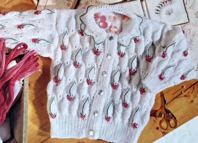 KNITTING PATTERN BABY GIRLS 0 - 7 yrs LEAF CARDIGAN DK PATTERN 16 - 26 "- No 16