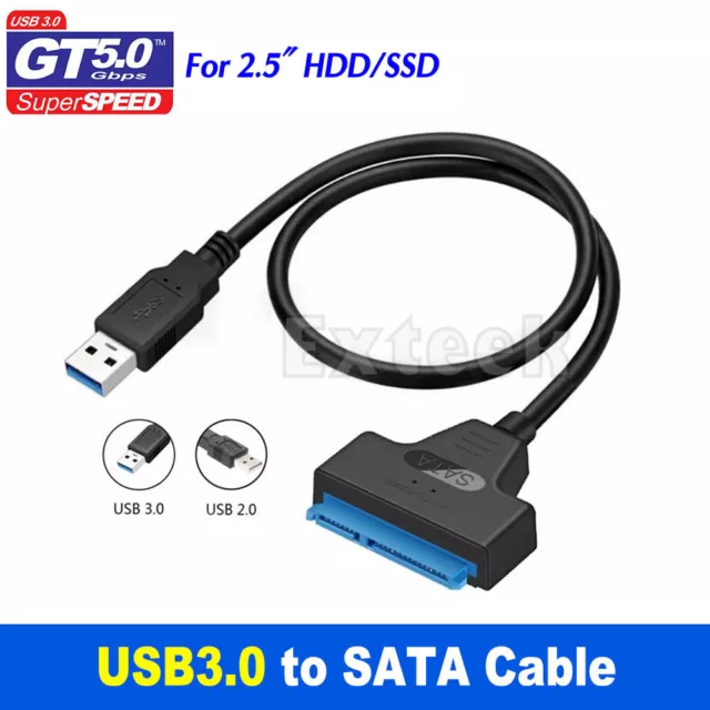 USB 3.0 to SATA 2.5" Hard Drive HDD SSD Adapter Converter Cable 22Pin UASP