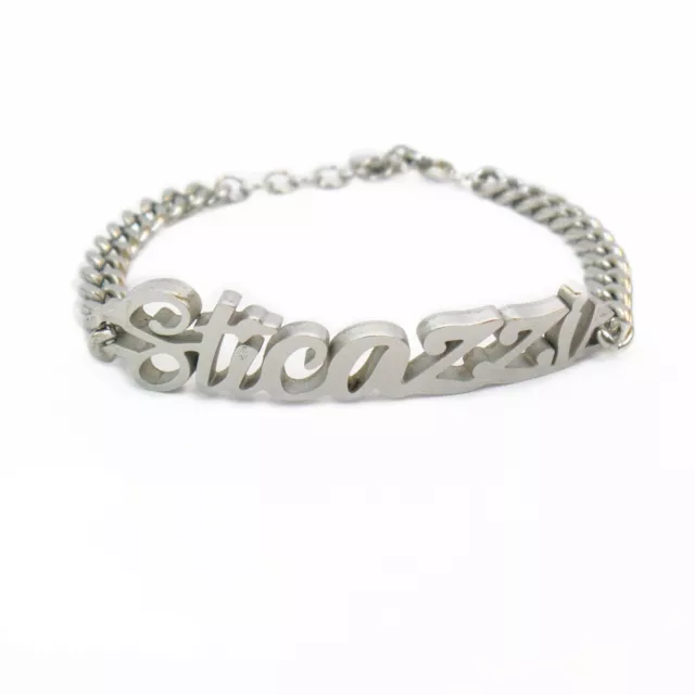 Bracciale Sticazzi Donna in Acciaio con Scritta Maglia Larga Braccialetto Silver