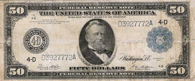 1914 $50 Cleveland Federal Reserve Note ~ Fr 1039 ~ Panama Canal Commemorative 1914 $50 Cleveland Federal Reserve Note ~ Fr 1039 ~ Panama Canal Commemorative