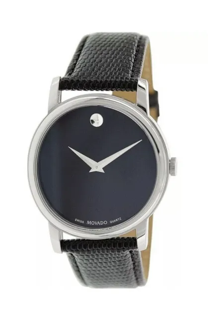 NEW WITH TAGS/BOX Movado 2100002 MUSEUM Men's Watch! BLACK LEATHER! SWISS! $495!