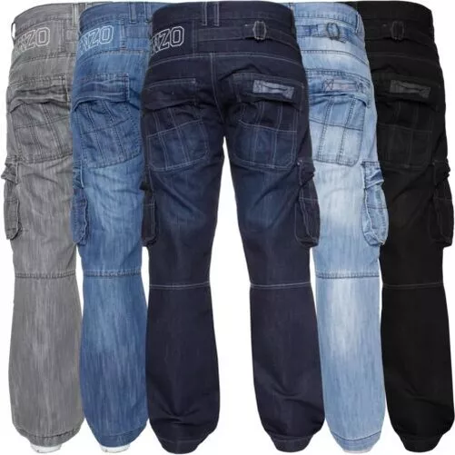 Enzo Hommes Cargo Combat Jean Lourd Travail Jeans Pantalon Grand Haut Tailles UK