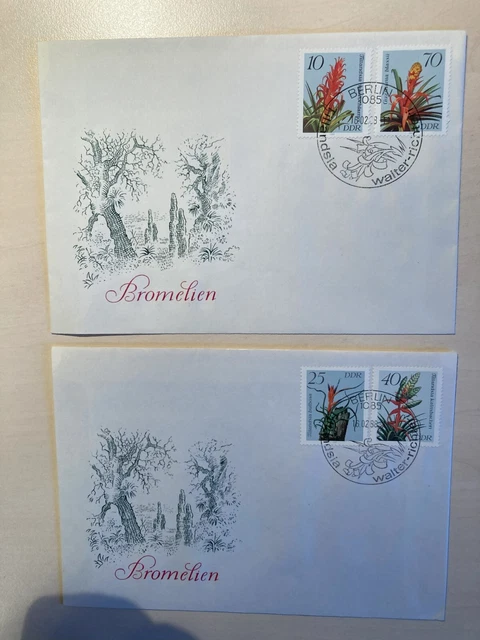 2 Ersttagsbriefe DDR „Bromelien“ 1988