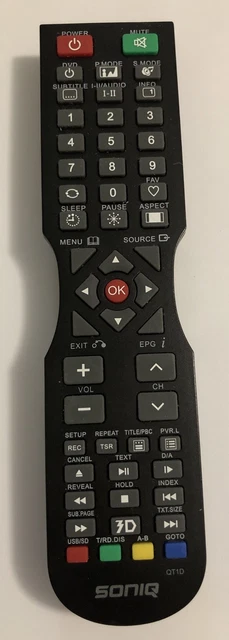 QT112 QT160 Remote Control For Soniq FullHD LED TV – Wireless, Black