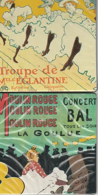 Air France 1st Class Vtg Drink coasters Lot of 2 Moulin Rouge Troupe Eglantine