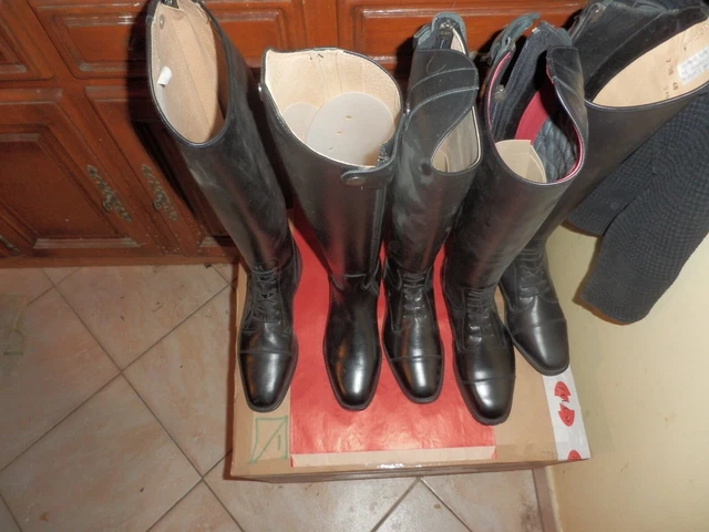 Bottes Cavalières Femme BRODEQUINS - Cuir Verni Imitation Croco Marron - Pointures 39/40 - Neuves Avec Emballage