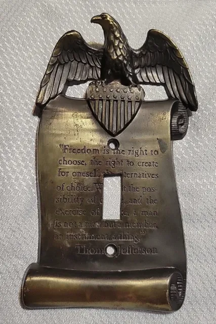 Vintage American Eagle Freedom Thomas Jefferson Brass Single Light Switch Cover
