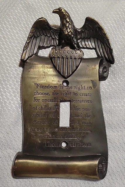 Vintage American Eagle Freedom Thomas Jefferson Brass Single Light Switch Cover