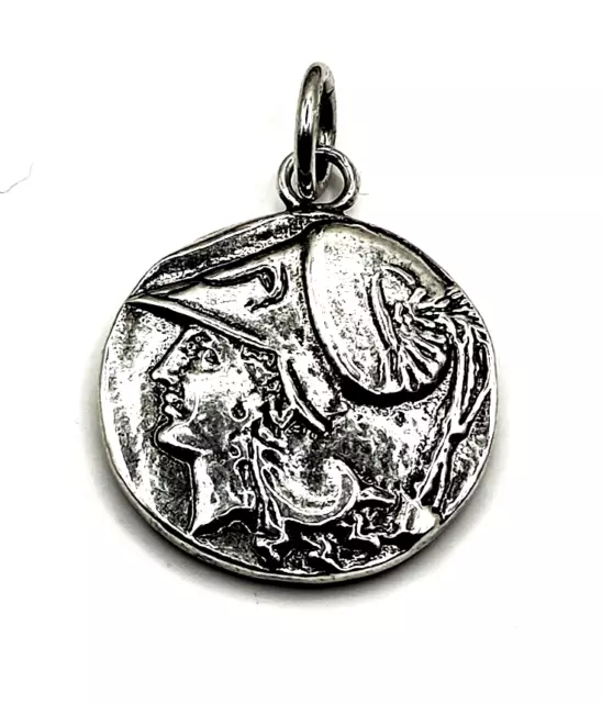 Goddess Athena Coin Sterling Silver 925 Pendant