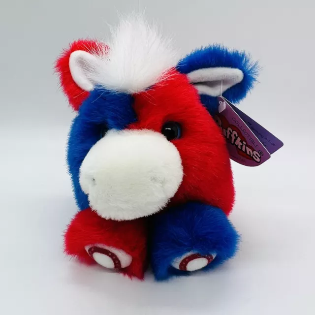 Puffkins Swibco Stripes Patriotic Political Donkey Red White Blue Plush Toy 2000 2